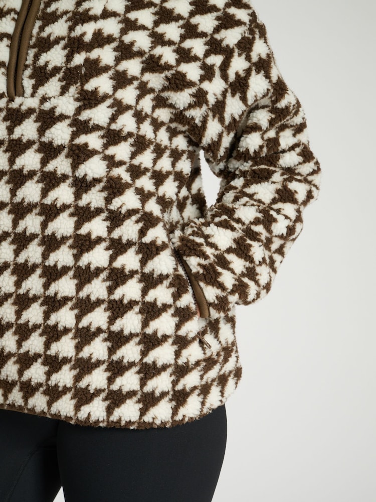 South Beach Brown Borg Quarter Zip Jacket - Image 6 of 6