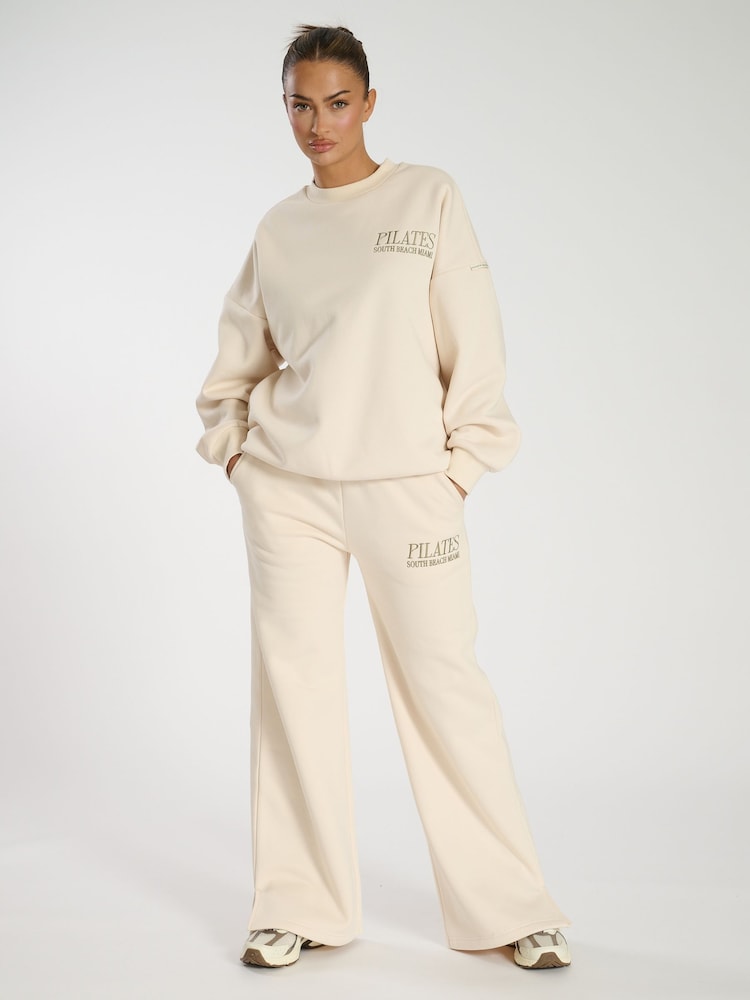 South Beach Cream Aspen Wide Leg Joggers - Image 1 of 6