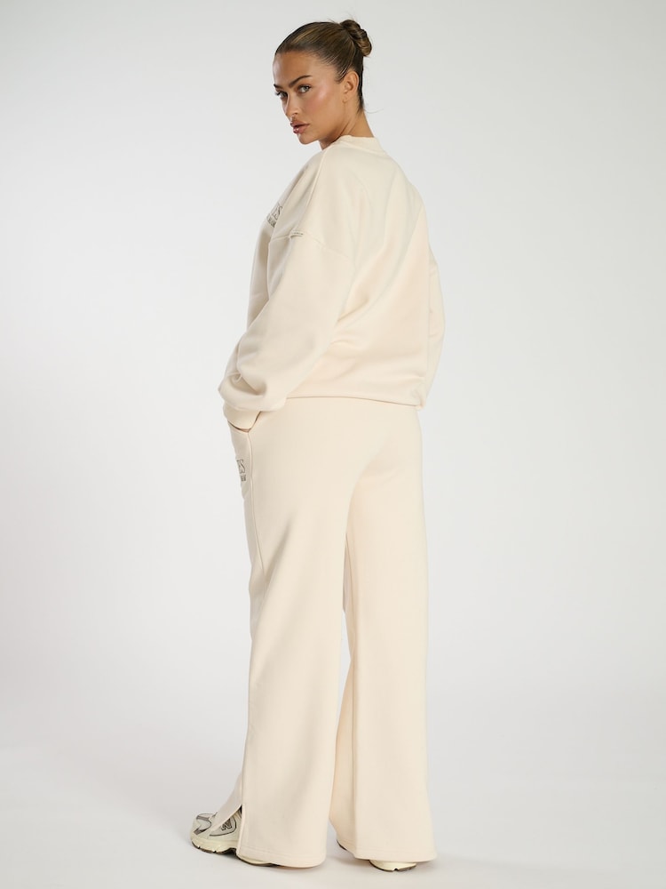 South Beach Cream Oversized Pilates Crew Neck Sweater - Image 2 of 6