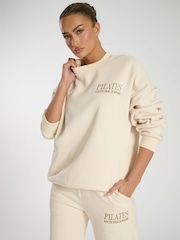 South Beach Cream Oversized Pilates Crew Neck Sweater - Image 3 of 6