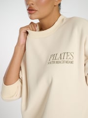South Beach Cream Oversized Pilates Crew Neck Sweater - Image 4 of 6