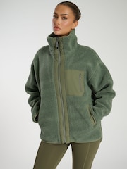 Зеленый - South Beach Zip искусственный мех куртка - Image 1 of 6