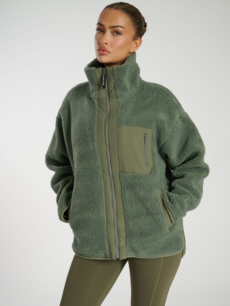 Зеленый - South Beach Zip искусственный мех куртка - Image 1 of 6