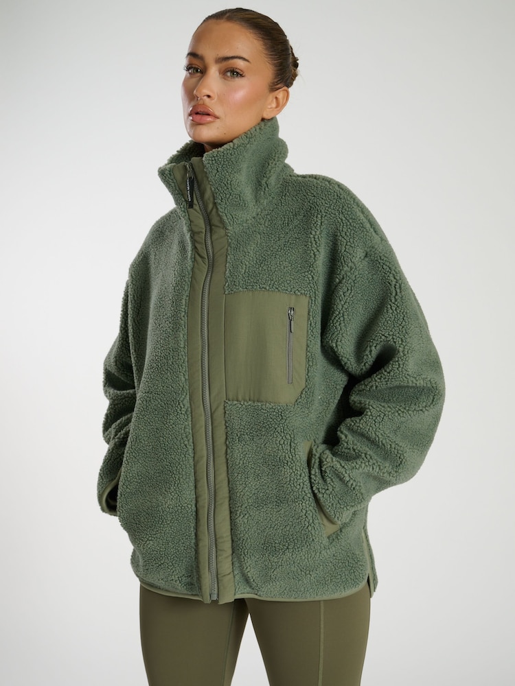 Grün - South Beach Teddybär-Jacke mit Reißverschluss - Bild 2 von 6 Grün - South Beach Teddybär-Jacke mit Reißverschluss - Bild 2 von 6