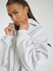 South Beach Grey Cropped Zip Up Sweatshirt - Image 4 of 6
