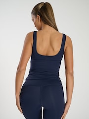South Beach Navy Blue Scoop Vest Top With Built-In-Bra - Image 2 of 5