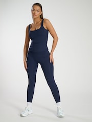 South Beach Navy Blue Scoop Vest Top With Built-In-Bra - Image 3 of 5