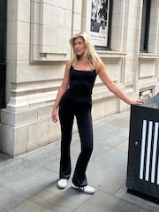 South Beach Black Scoop Vest Top With Built-In-Bra - Image 1 of 5