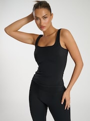 South Beach Black Scoop Vest Top With Built-In-Bra - Image 3 of 5