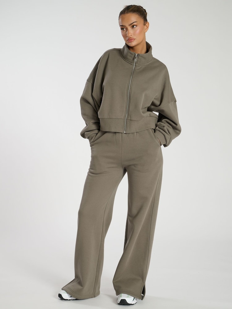 South Beach Green Cropped Zip Up Sweatshirt - Image 2 of 6