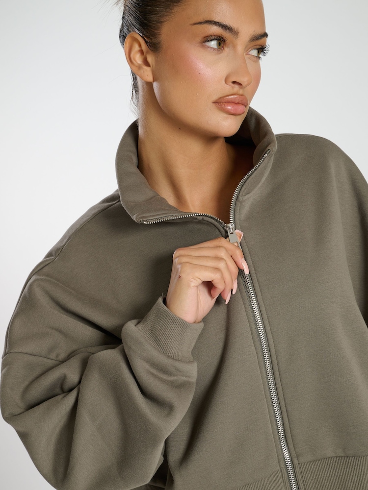 South Beach Green Cropped Zip Up Sweatshirt - Image 4 of 6