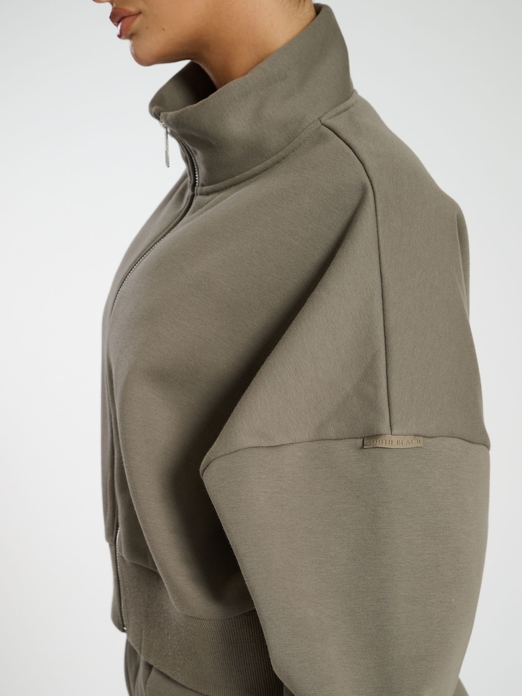 South Beach Green Cropped Zip Up Sweatshirt - Image 5 of 6