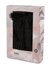 Totes Black Ladies Totes Winter Knitted Hat & Glove Set - Image 2 of 4