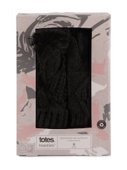 Totes Black Ladies Totes Winter Knitted Hat & Glove Set - Image 4 of 4
