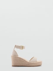 Mango Cream Wedge Buckle Sandals - Image 1 of 4