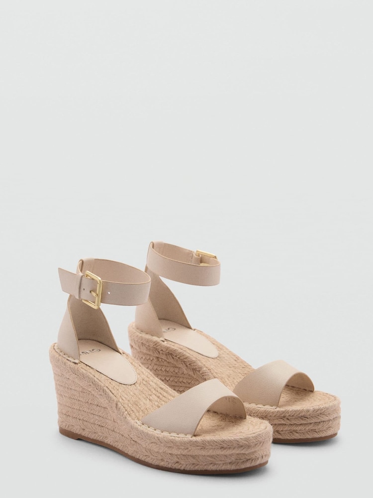 Mango Cream Wedge Buckle Sandals - Image 2 of 4