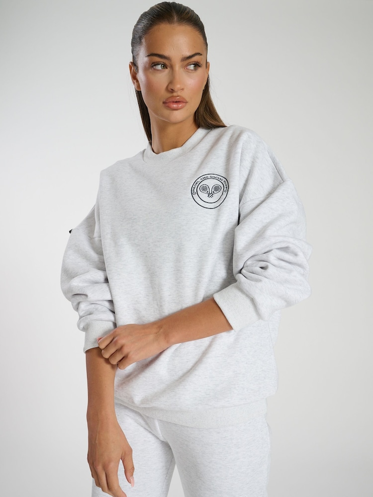 South Beach Grey Oversized Crew Neck Sweatshirt - Image 1 of 6