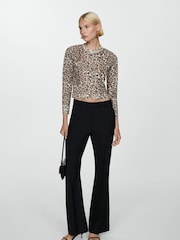 Mango Cream Leopard Print Knitted LIghtweight Cardigan - Image 2 of 7