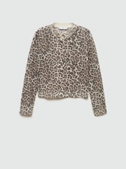 Mango Cream Leopard Print Knitted LIghtweight Cardigan - Image 6 of 7