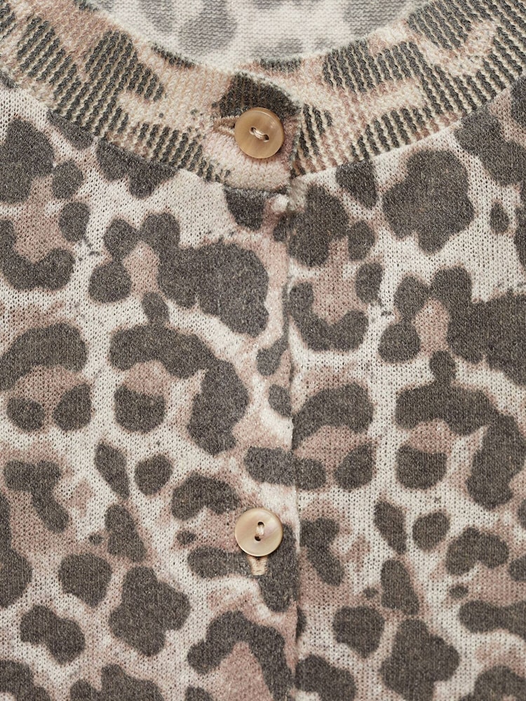 Mango Cream Leopard Print Knitted LIghtweight Cardigan - Image 7 of 7