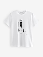 White Wicked Witch Halloween Graphic 100% Cotton T-Shirt - Image 1 of 3