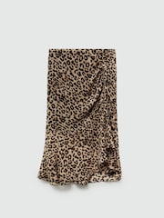 Mango Black Leopard Print Gathered Skirt - Image 5 of 6