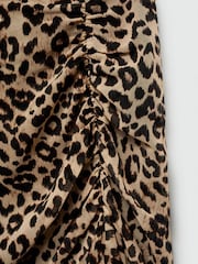 Mango Black Leopard Print Gathered Skirt - Image 6 of 6