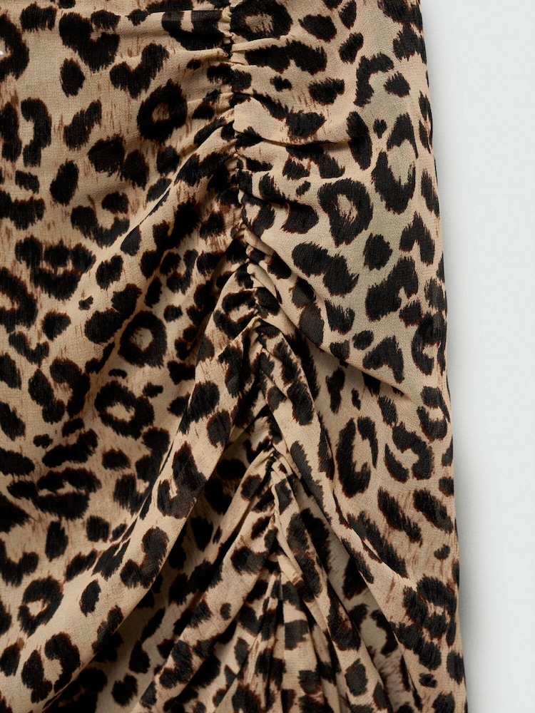 Mango Black Leopard Print Gathered Skirt - Image 6 of 6 Mango Black Leopard Print Gathered Skirt - Image 6 of 6