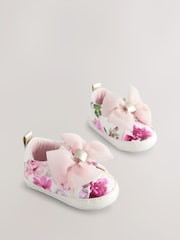 وردي زاهي/أبيض - حذاء رياضي أبيض ووردي بأربة أورجانزا للبنات البيبي من Baker By Ted Baker - صورة 1 من 5