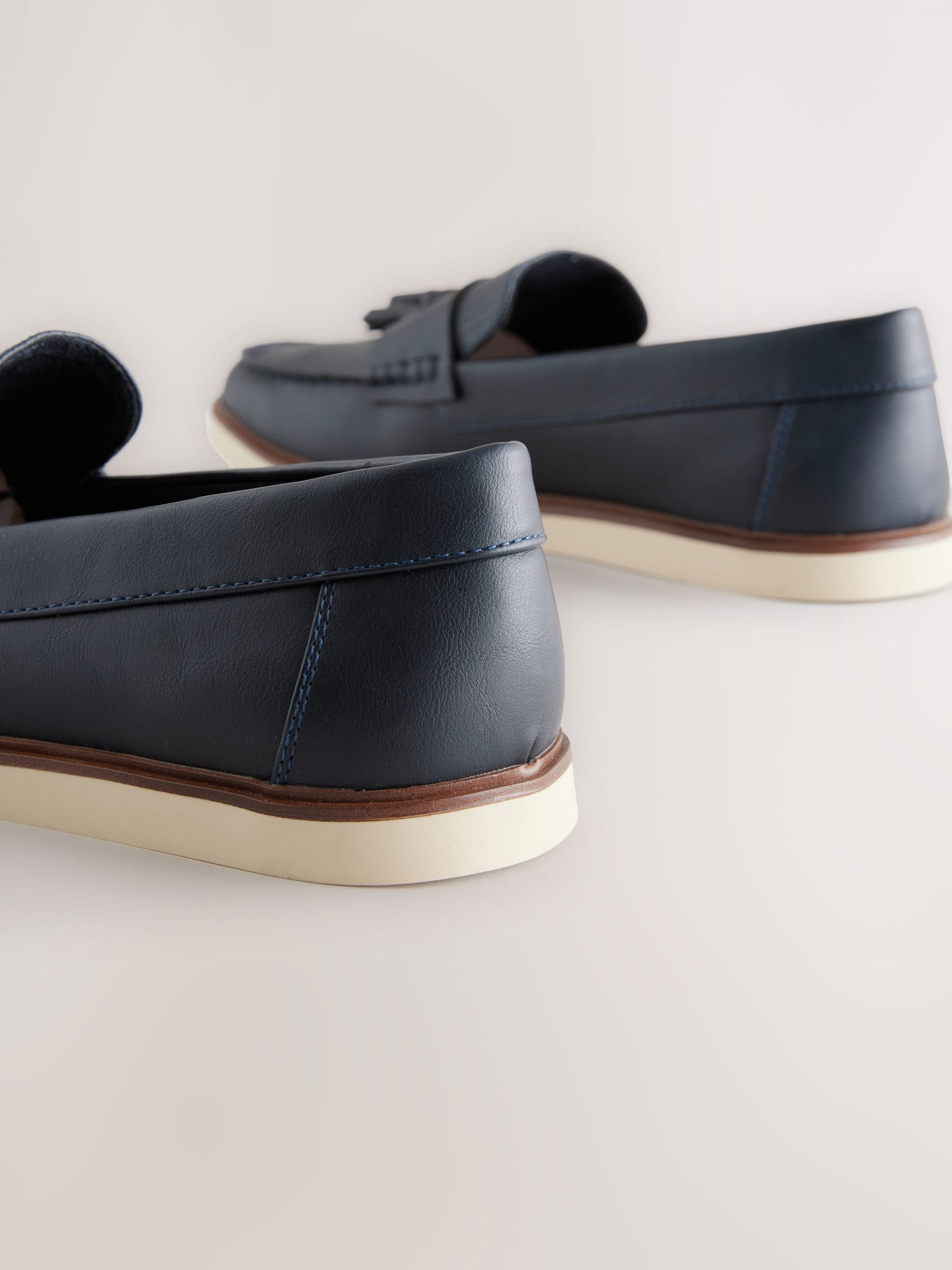 Buy Navy Embossed Tassel Loafers from Next USA