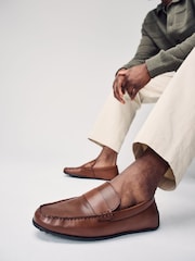 Tan Brown Leather Driver Shoes - Image 1 of 4