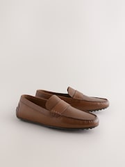 Tan Brown Leather Driver Shoes - Image 2 of 4