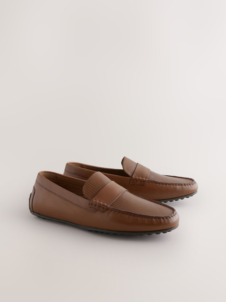 Tan Brown Leather Driver Shoes - Image 2 of 4