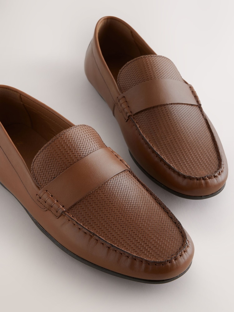 Tan Brown Leather Driver Shoes - Image 4 of 4