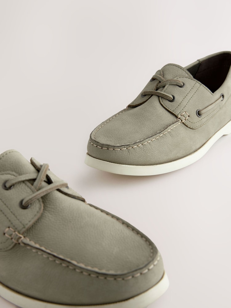 Sage Green Leather Boat Shoes - Image 5 of 7
