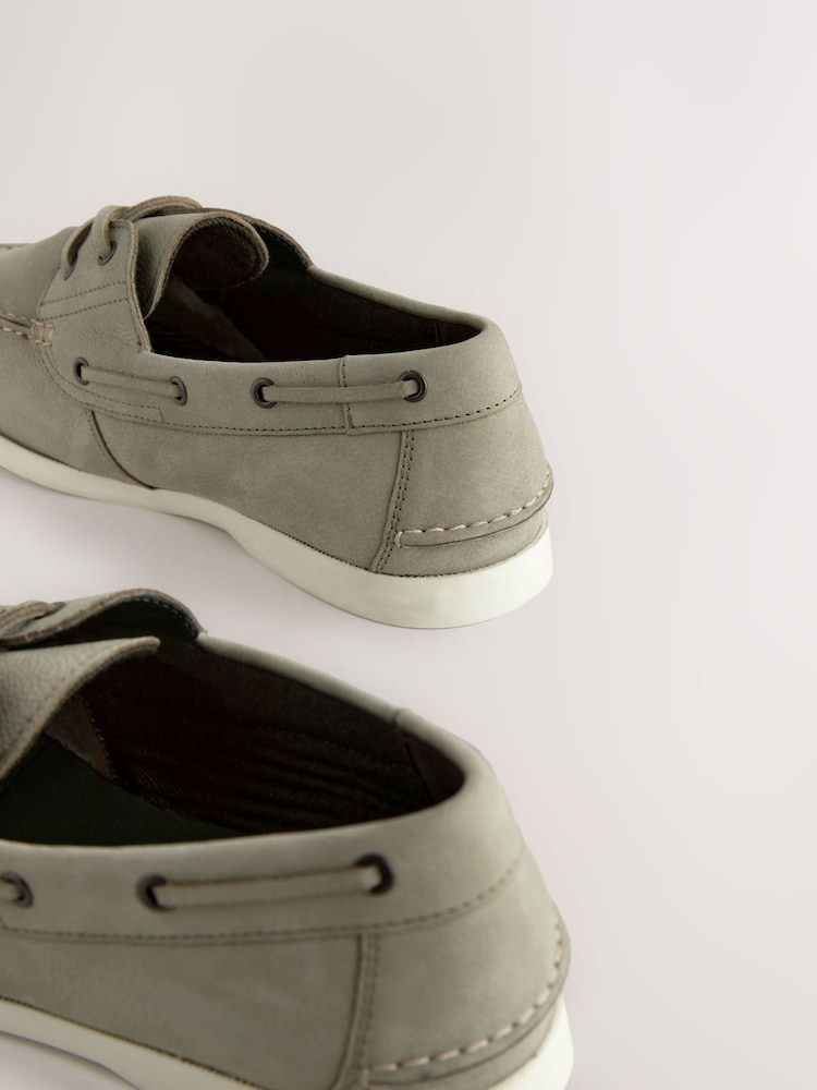 Sage Green Leather Boat Shoes - Image 6 of 7