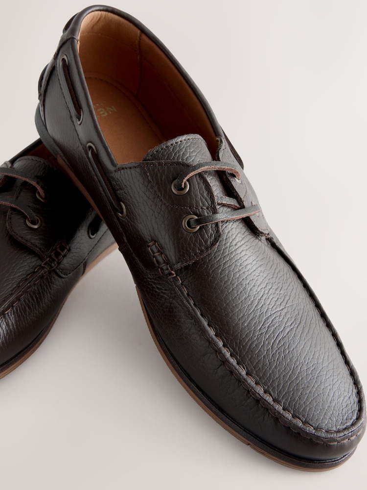 Buy Brown Formal Leather Boat Shoes from Next India