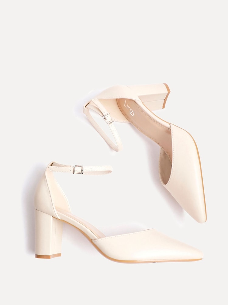Linzi Nude Leona Closed Back Court Block Heels - Image 4 of 5