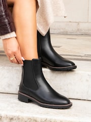 Linzi Black PU Dalston Chelsea Boots With Stretch Panel - Image 2 of 6