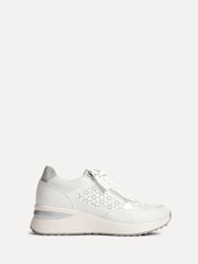 Linzi White Daisie Laser Cut Trainers With Zip Detail - Image 2 of 5