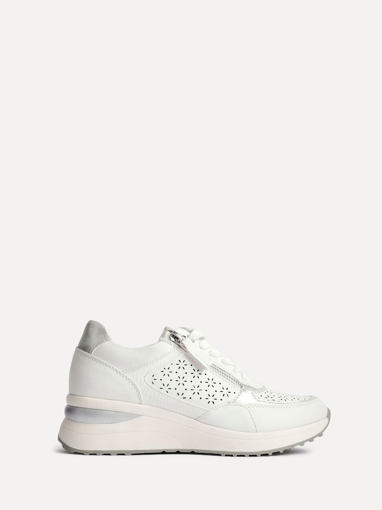 Linzi White Daisie Laser Cut Trainers With Zip Detail - Image 2 of 5