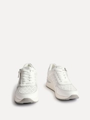 Linzi White Daisie Laser Cut Trainers With Zip Detail - Image 3 of 5