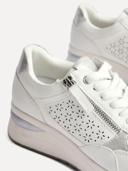 Linzi White Daisie Laser Cut Trainers With Zip Detail - Image 4 of 5