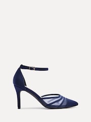 Linzi Blue Wide Fit Tianey Wide Fit Court Stiletto Shoes With Mesh Front Detail - Image 3 of 6