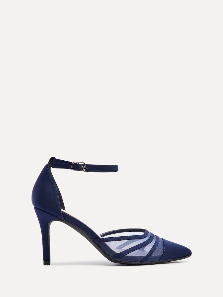 Niebieski - Linzi Tianey Wide Fit Court Stiletto Shoes With Mesh Front Detail - Image 3 of 6