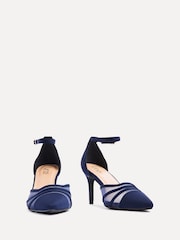 Linzi Blue Wide Fit Tianey Wide Fit Court Stiletto Shoes With Mesh Front Detail - Image 4 of 6