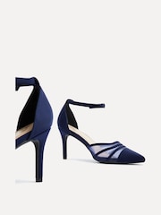 Linzi Blue Wide Fit Tianey Wide Fit Court Stiletto Shoes With Mesh Front Detail - Image 6 of 6