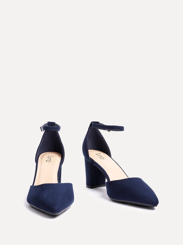 Linzi Blue Leona Closed Back Court Block Heels - Image 3 of 5