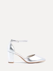 Linzi Silver Wide Fit Davina Wide Fit Closed Back Court Block Shoes - Image 2 of 5