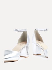 Linzi Silver Wide Fit Davina Wide Fit Closed Back Court Block Shoes - Image 4 of 5